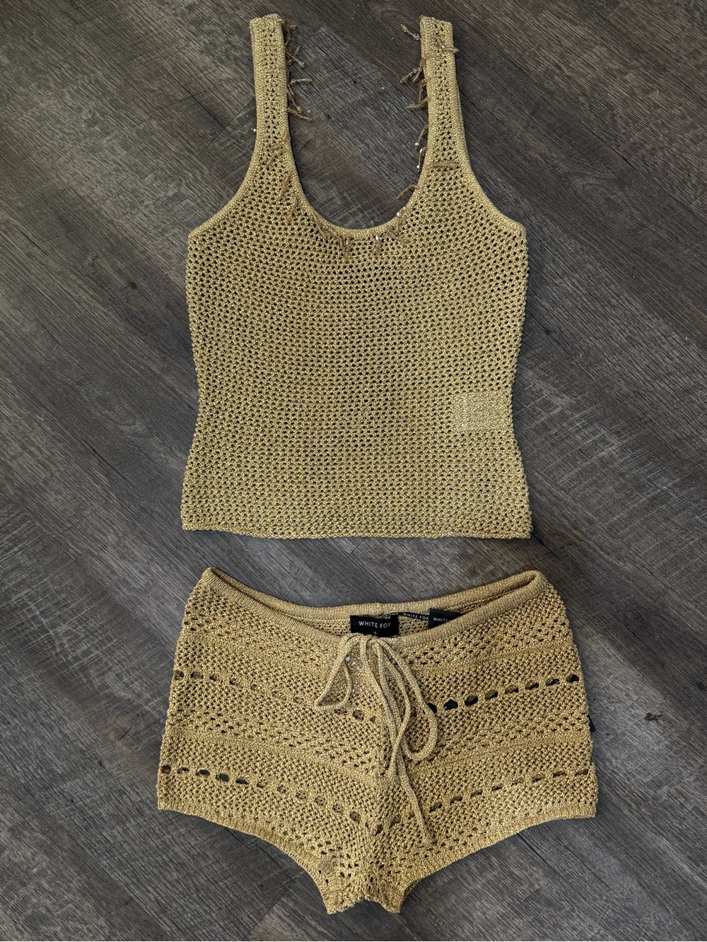 White Fox Gold Metallic Knit 2-Piece Set